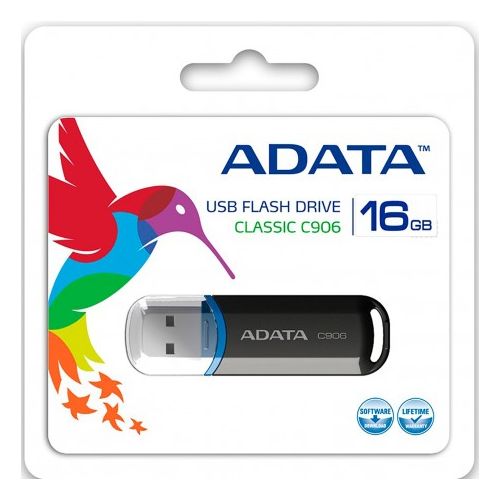 MEMORIA USB ADATA C906 16GB RETAIL BLACK AC906-16G-RBK
