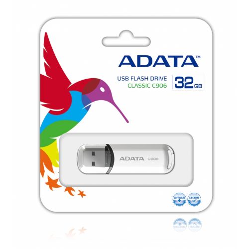 MEMORIA USB ADATA C906 32GB RETAIL WHITE AC906-32G-RWH 
