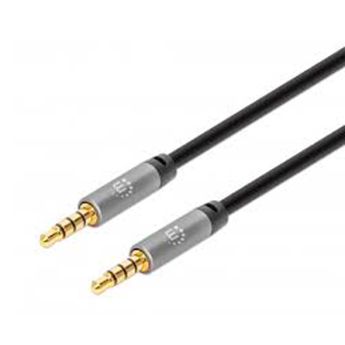 CABLE MANHATTAN AUDIO ESTEREO 3 5MM M-M 2M NEGRO PLATEADO 355995