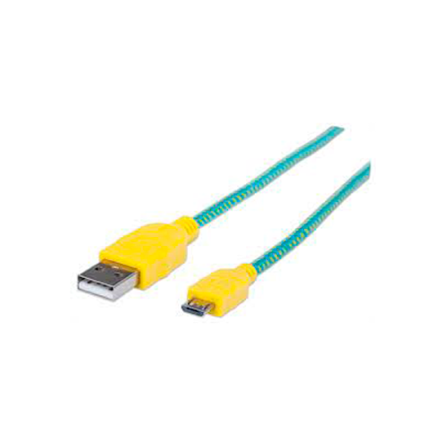 CABLE MANHATTAN USB 2 0 A - MICRO B 1 0M TURQUESA AMARILLO 394000