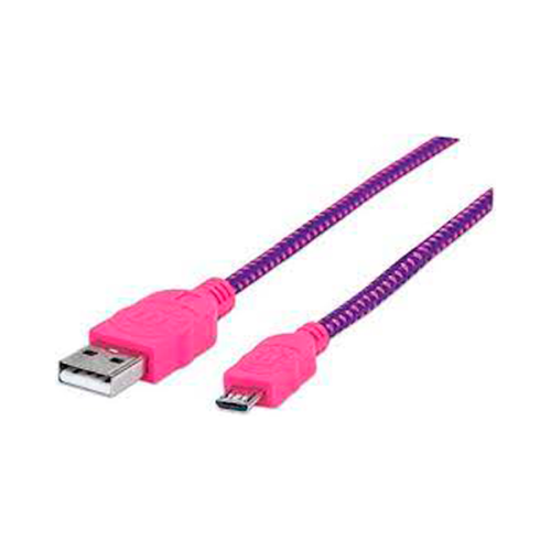 CABLE MANHATTAN USB V2 0 A-MICRO B 1 0M TEXTIL ROSA MORADO 352758