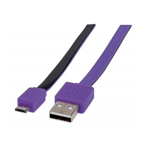 CABLE USB MANHATTAN V2 0 A-MICRO B 1 0M PLANO NEGRO MORADO 391368
