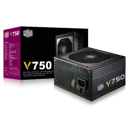 FUENTE DE PODER COOLER MASTER RS750-AFBAG1-US V750 Fully Modular ATX 12V v2.31 750W MB 20+4 Pin x1 SATA x8 4 Pin Peripheral x6 Fan 120mm Silencio
