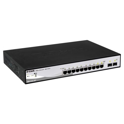 SWITCH GIGABIT D-LINK 8 PORTS/2 PORTS SFP/PoE/SMART/RACK/DGS-1210-10P