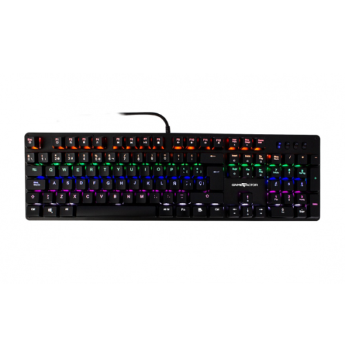 TECLADO MECANICO GAME FACTOR RAINBOW SWITCH RED USB NEGRO KBG400-RD
