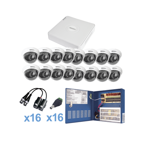 Sistema DE CAMARAS DE VIDEOVIGILANCIA TURBO HD720p, Incluye DVR 16ch / 16 CAMARAS domo 2.8mm EPCOM KESTXLT16DW