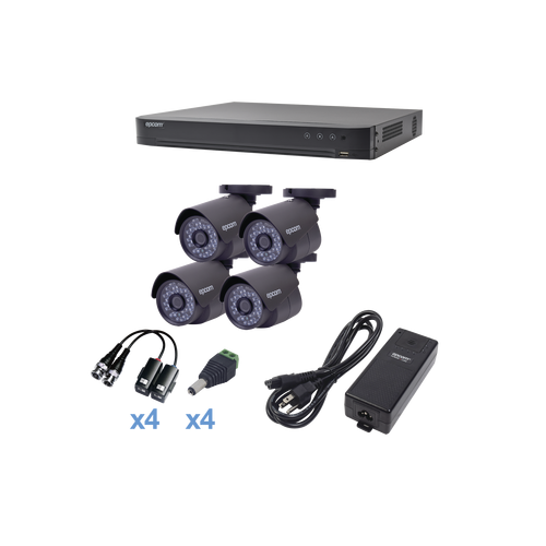 Sistema DE CAMARAS DE VIDEOVIGILANCIA TURBOHD 1080p / DVR 4 Canales / 4 CAMARAS Bala EPCOM KEVTX8T4B