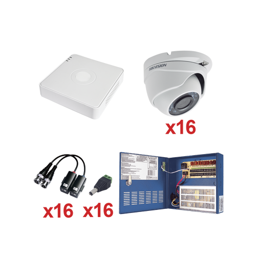 Sistema DE CAMARAS DE VIDEOVIGILANCIA HIKVISION TURBOHD 720P Incluye DVR 16 Canales / 16 CAMARAS Eyeball 2.8 mm HIKVISION KH720P16EW