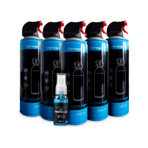KIT 5PZ AIRE COMP VORAGO CLN-300 1 LIMPIADOR PANTALLAS KIT5-PCLN-300