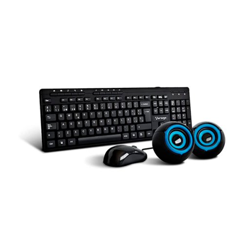 KIT TECLADO MOUSE BOCINAS VORAGO KMS-104