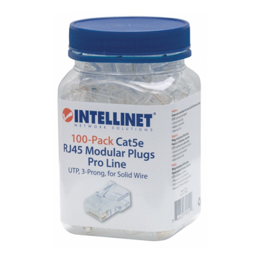 PLUG INTELLINET RJ45 CAT5E SOLIDO UTP PRO 100PZA 50 MICRAS ORO 790512