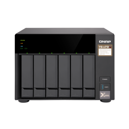 Unidad de almacenamiento NAS QNAP TS-673-4G-US 6-bay NAS/iSCSI IP-SAN, AMD R series Quad-core 2.1GHz, 4GB RAM, 10G-ready